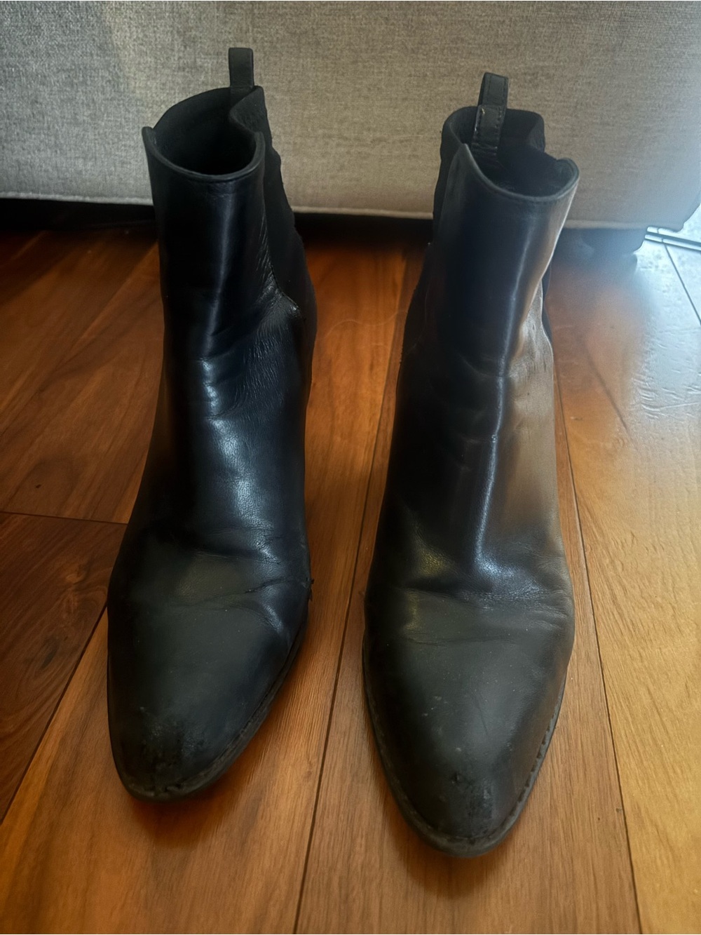 Woman  Black Leather Ankle Boots